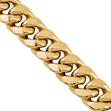 14k Semi-Solid Yellow Gold Cuban Link Chain 12 mm